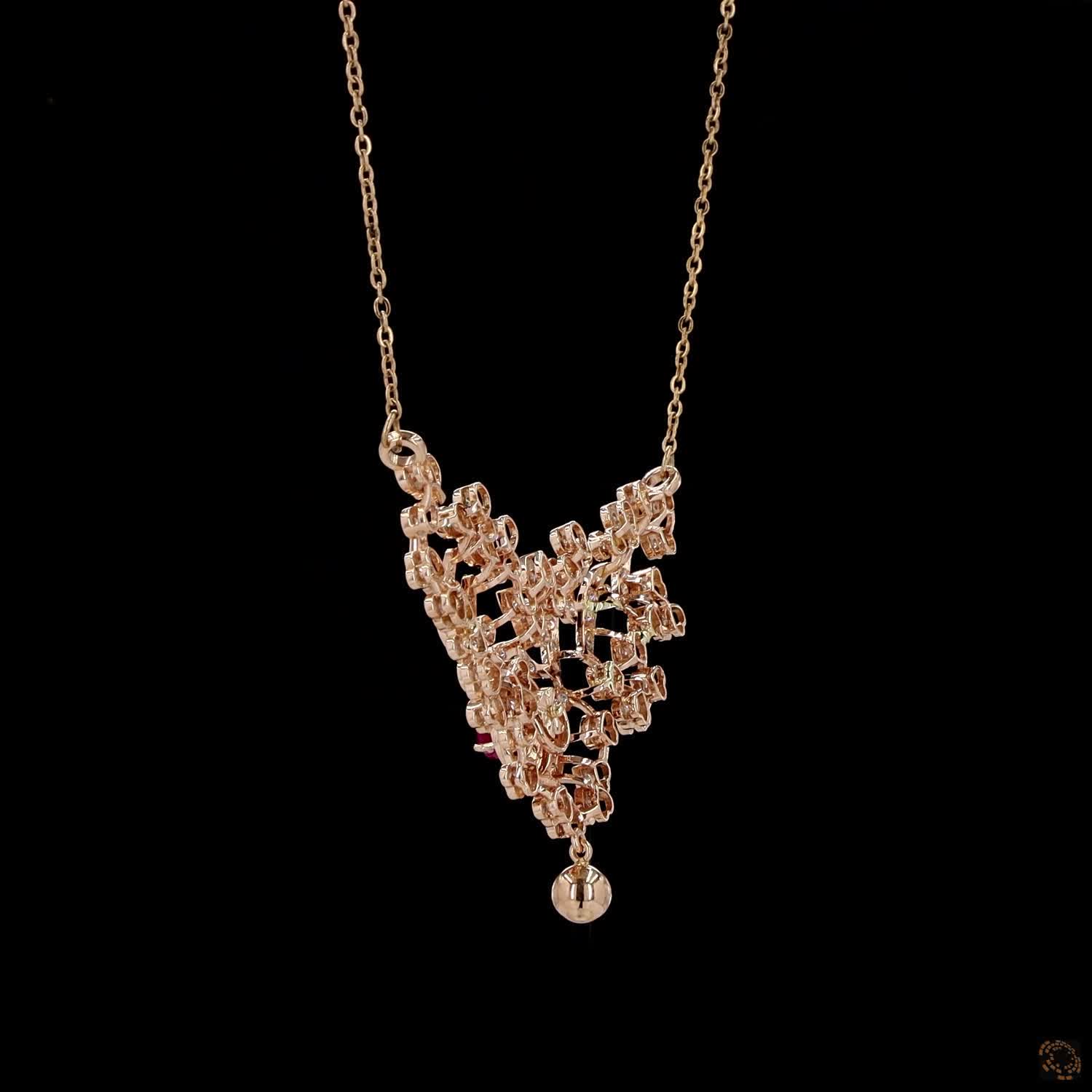 Ruby Diamond Pendant in 18KT Yellow Gold