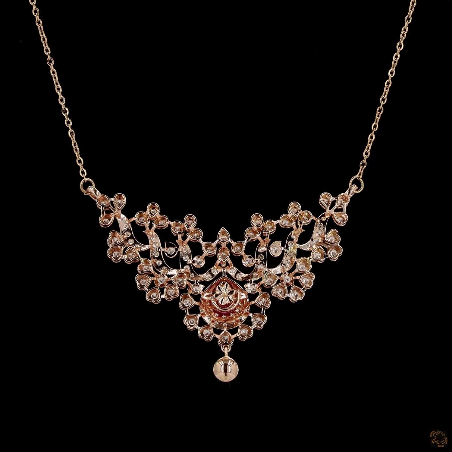 Ruby Diamond Pendant in 18KT Yellow Gold