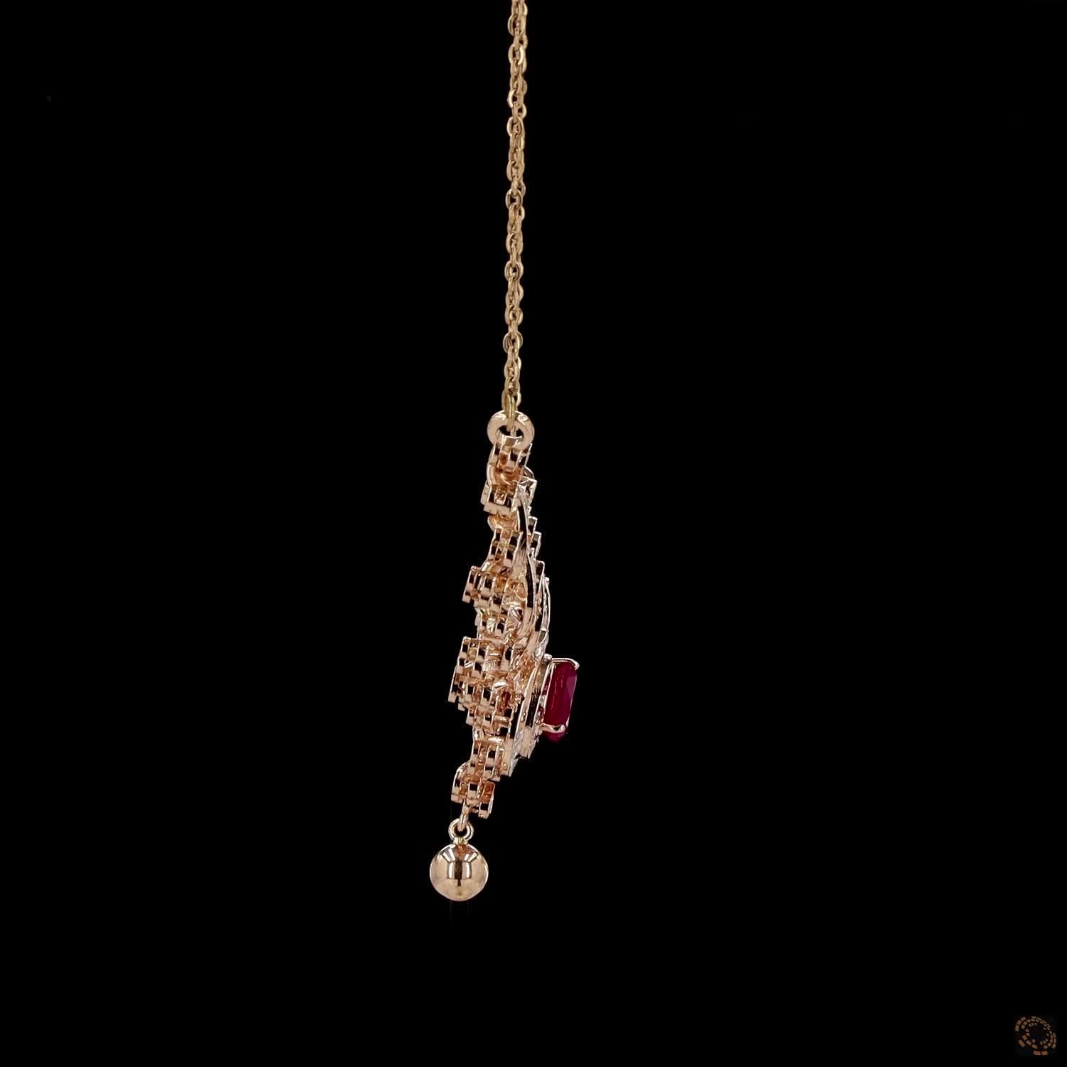 Ruby Diamond Pendant in 18KT Yellow Gold