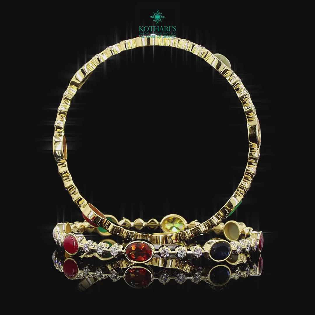 Navratna Stone Diamond Bangles