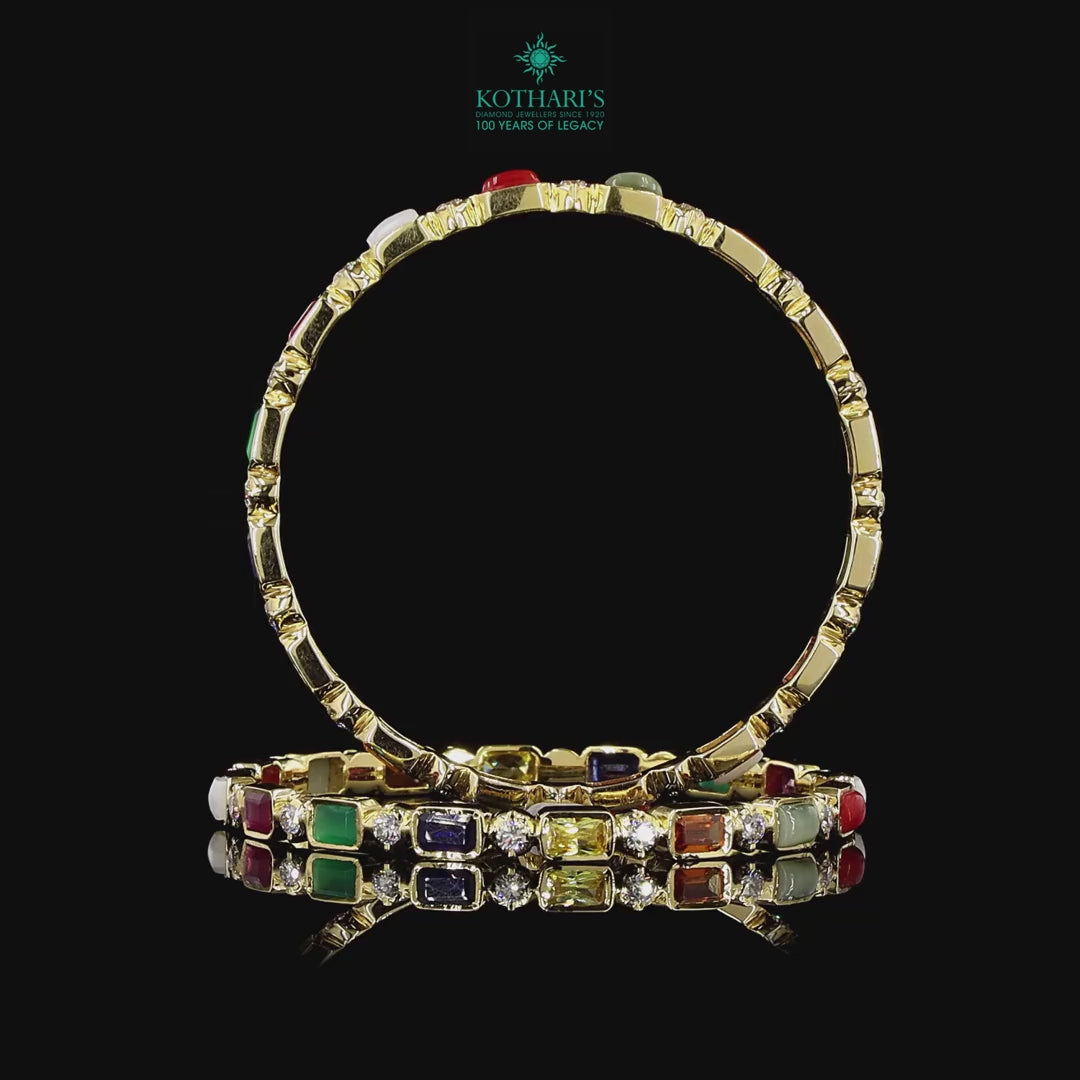 Navratna Stone Diamond Bangles