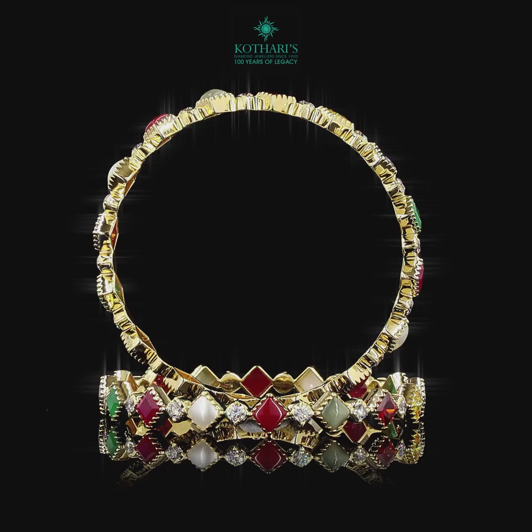 Navratna Stone Diamond Bangles