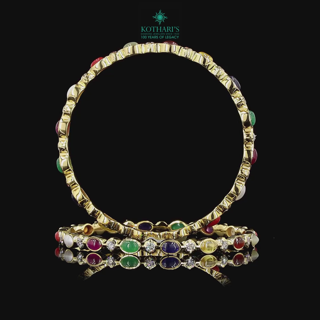 Navratna Stone Diamond Bangles