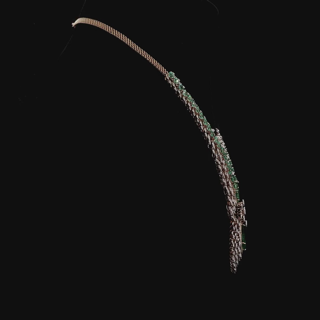 Emerald Leaf Cascade Diamond Necklace
