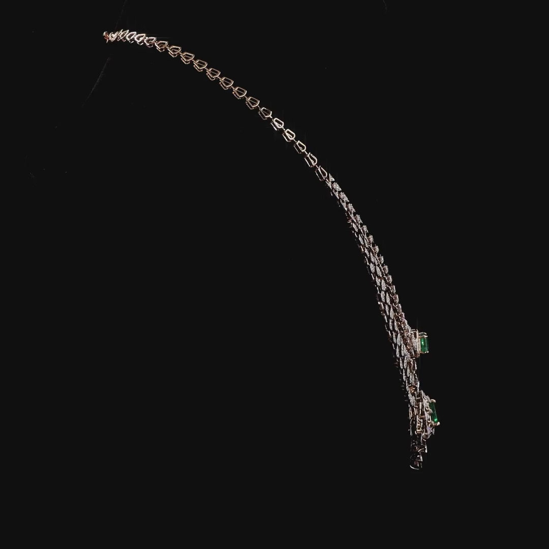 Multi-Layer Diamond Necklace with Emerald Centerpiece