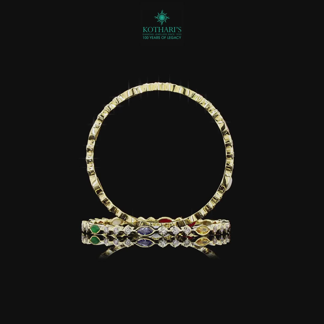Navratna Stone Diamond Bangles