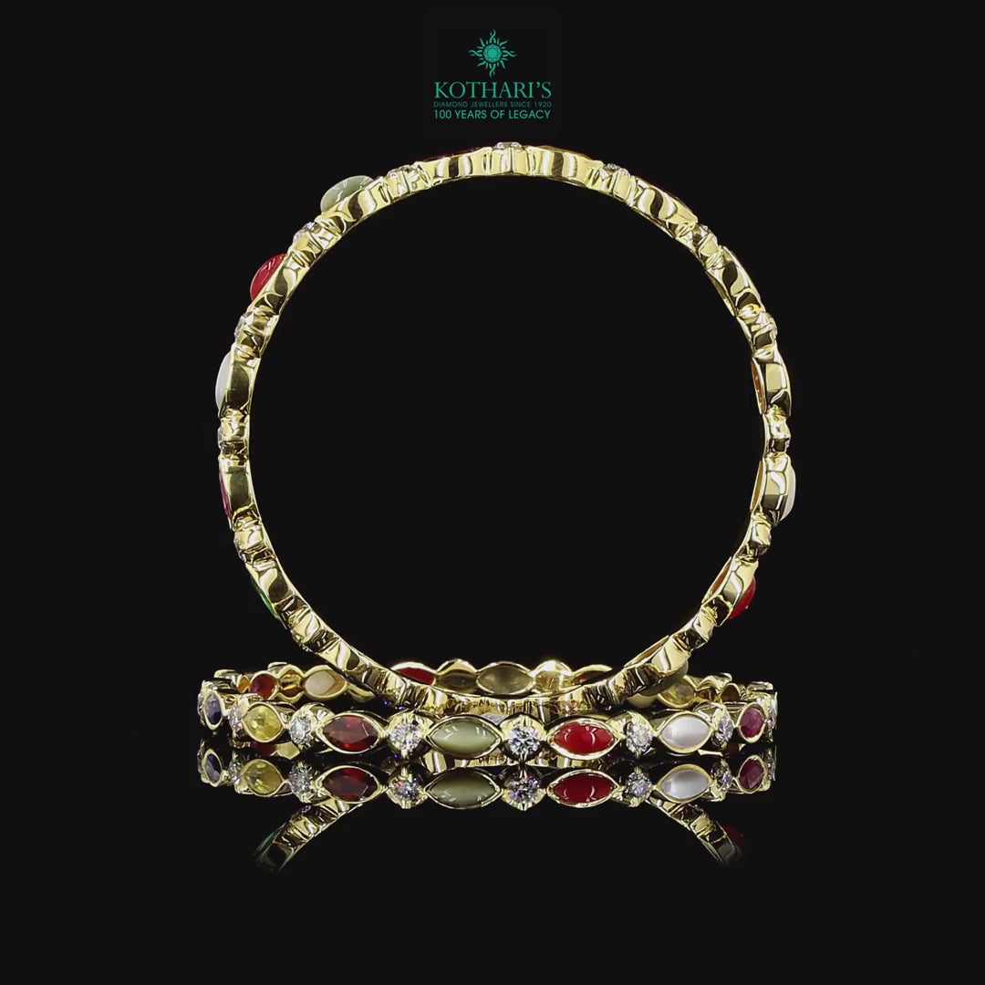 Navratna Stone Diamond Bangles