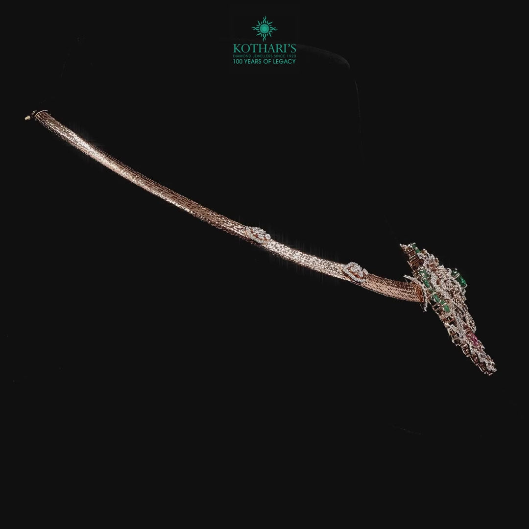 Bridal Diamond Necklace with Natural Emeralds and Ruby Accents