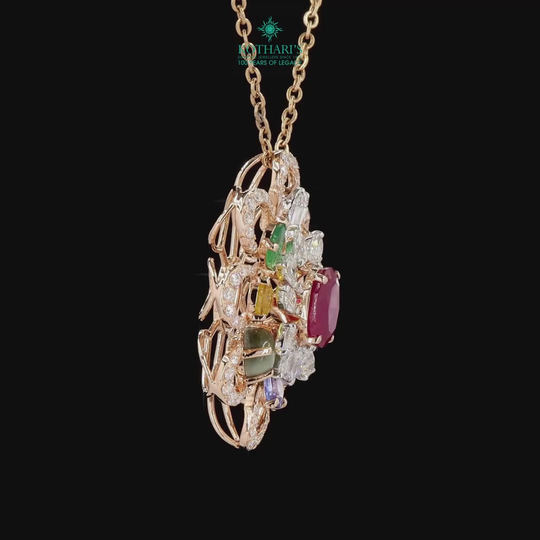 Navratna Stone Diamond Pendant