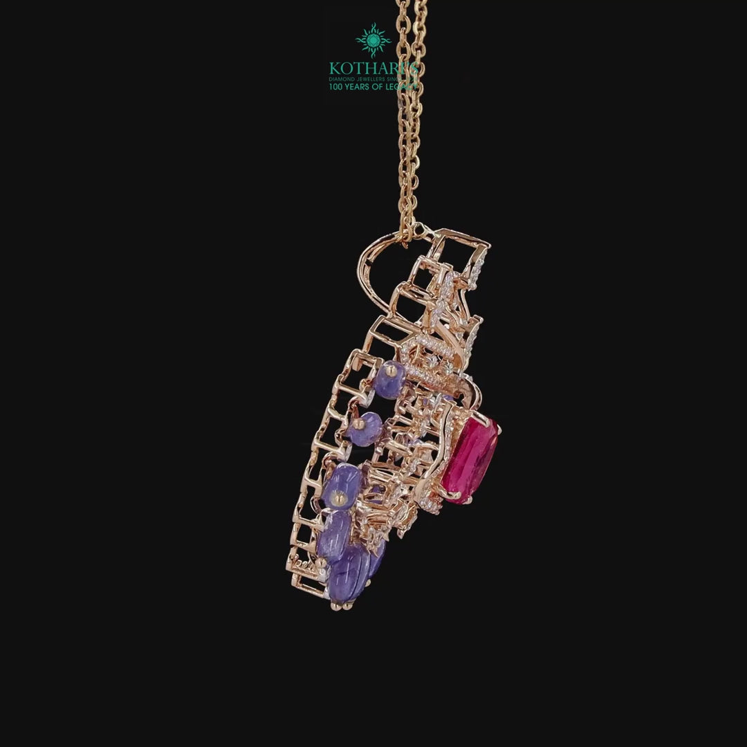 Pink & Sapphire Diamond Pendant
