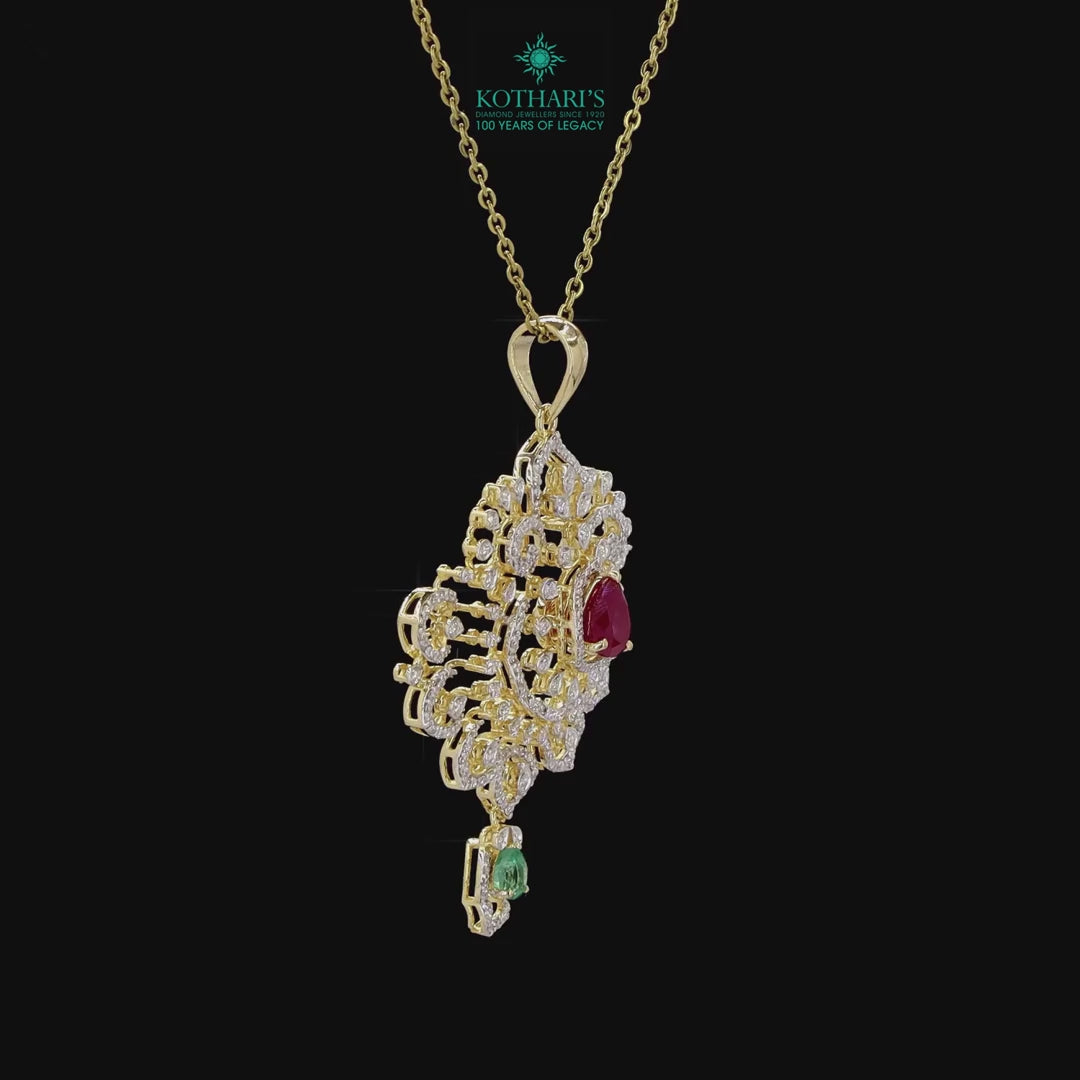 Emerald & Ruby Diamond Pendant