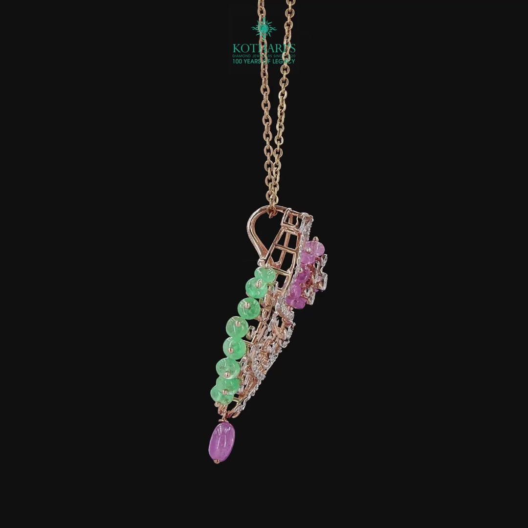Emerald & Pink Diamond Pendant
