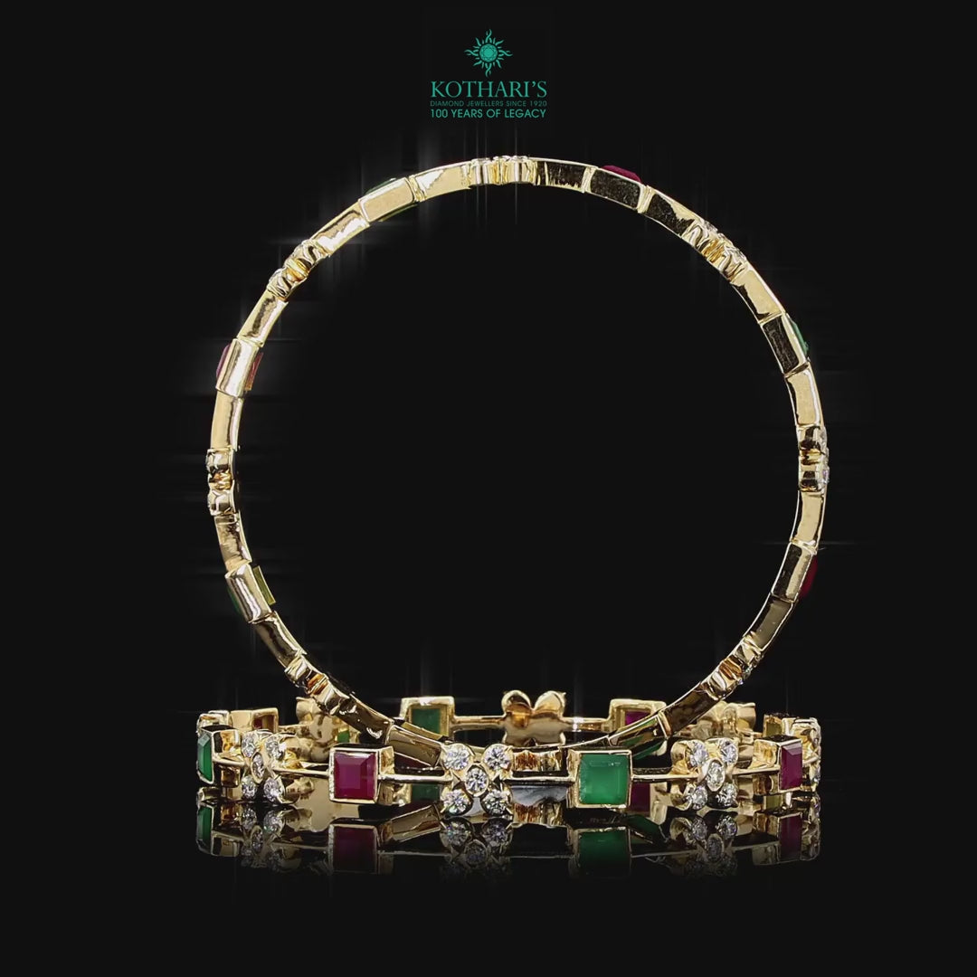 Emerald & Ruby Diamond Bangles