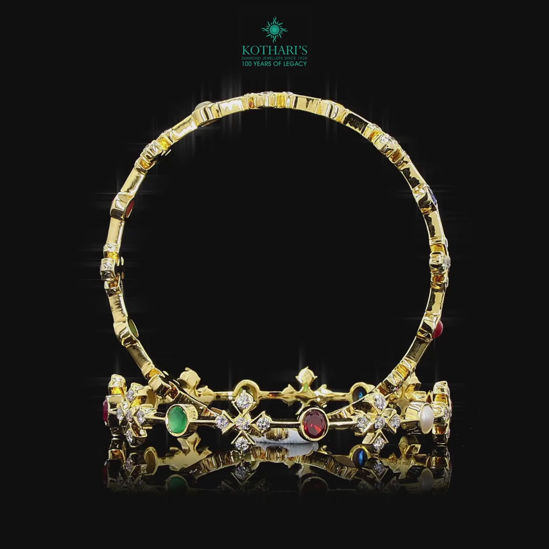Navratna Stone Diamond Bangles