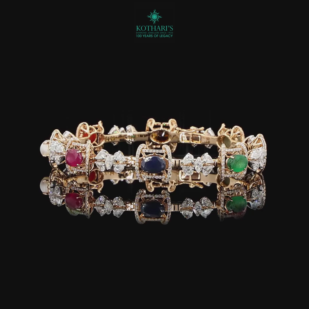 Navratna Stone Diamond Bangles