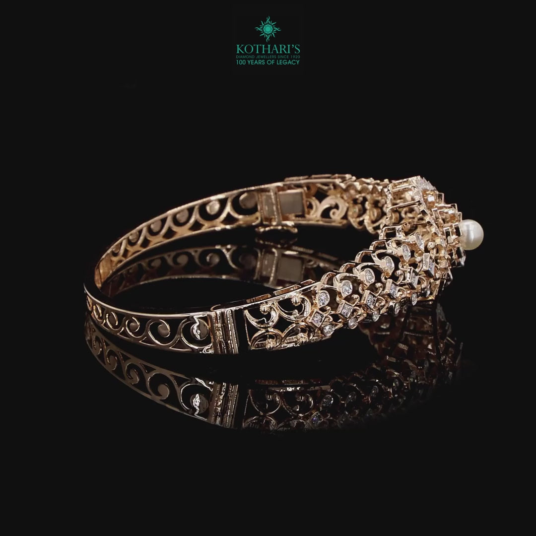 Pearl Diamond Bracelet in 18KT Rose Gold