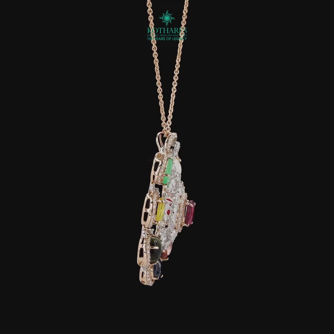 Navratna Stone Diamond Pendant