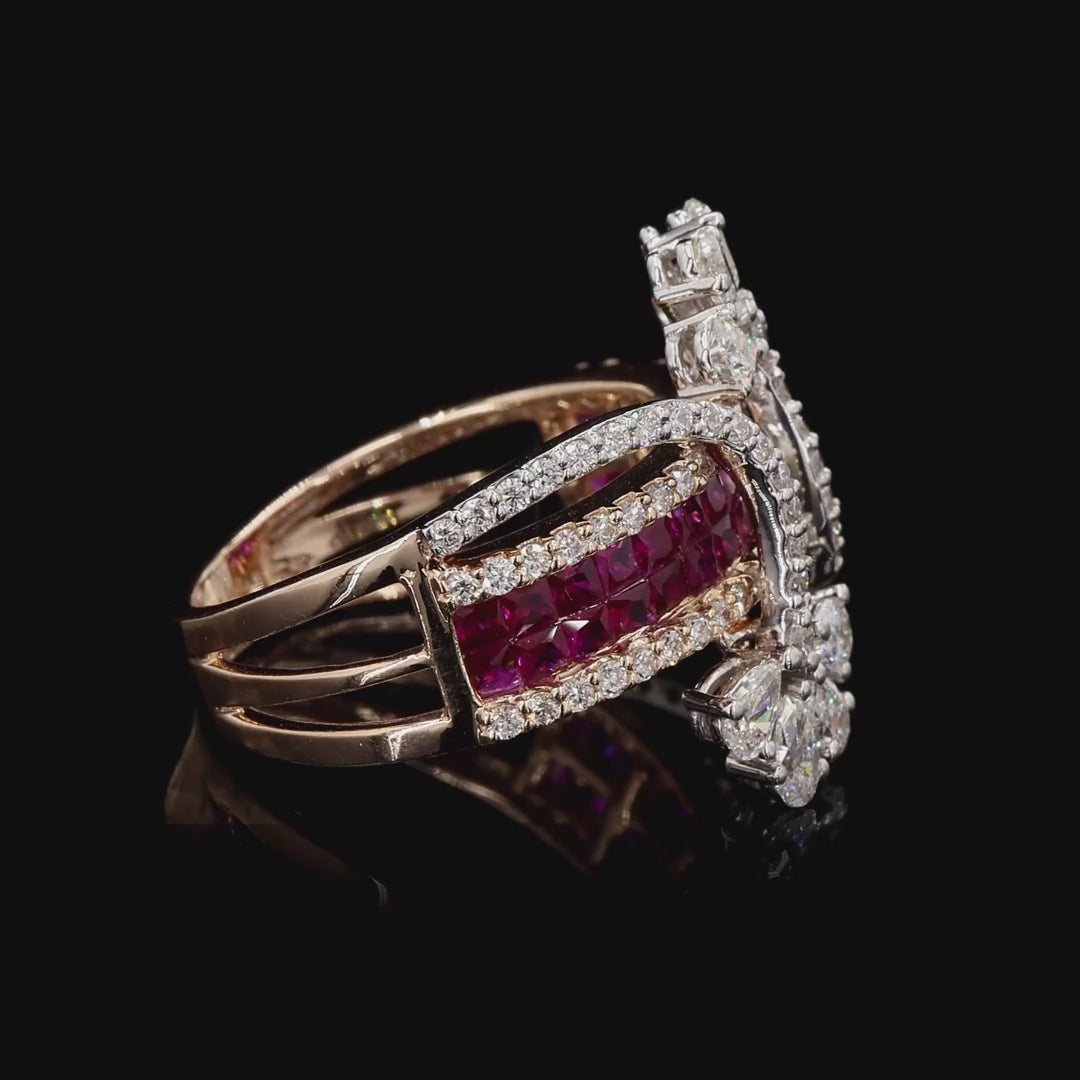 Natural Pear Cut Diamond Floral Cocktail Ring