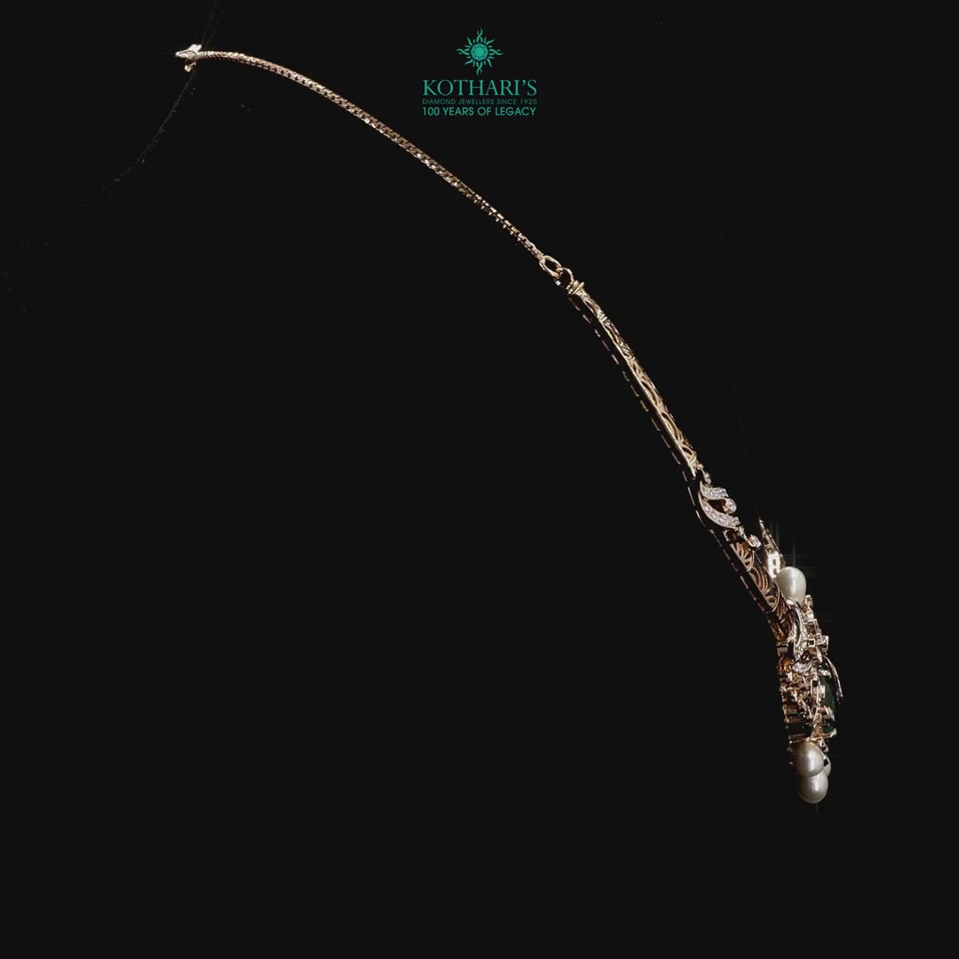 Kanthi Necklace – Gold, Natural Round Diamonds, Emerald & Pearl Drops