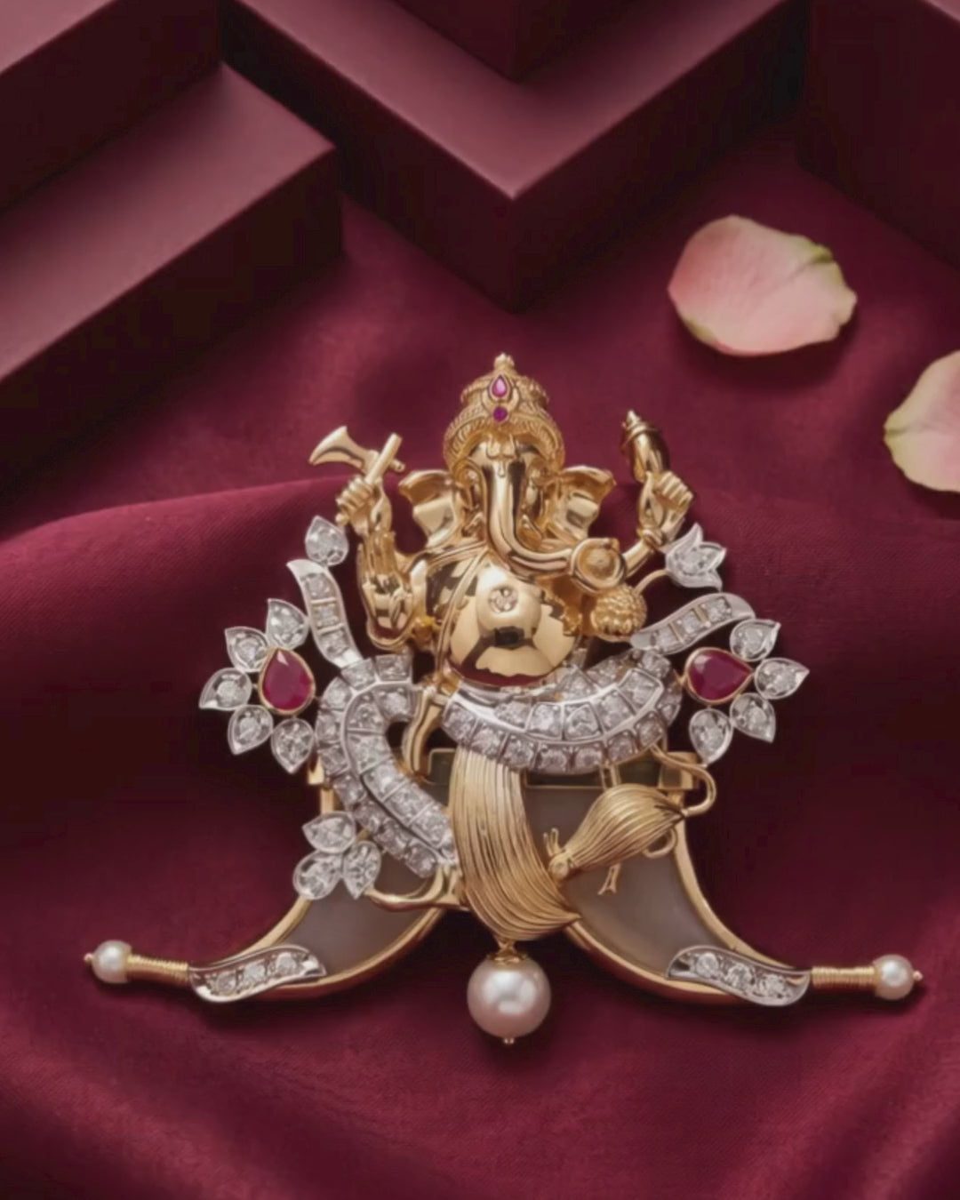 Divine Diamond Ganesha Pendant in 18KT Yellow Gold
