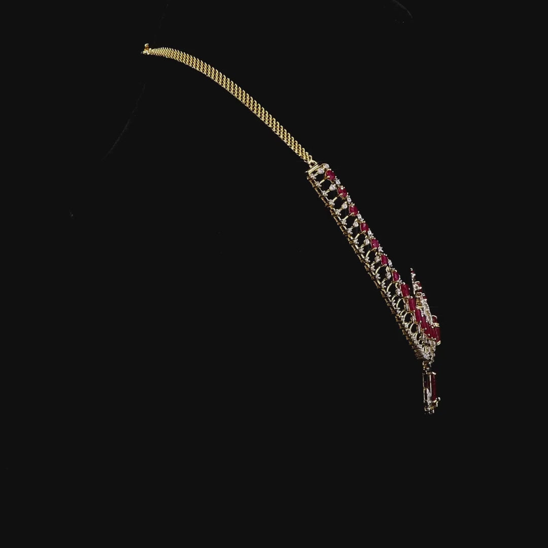 Gold Bridal Necklace – Natural Ruby & Diamond