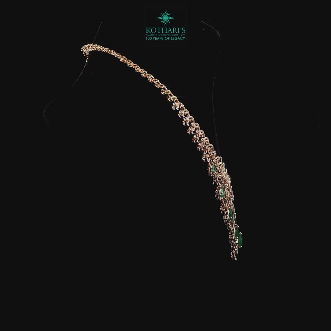 Natural Round Diamond & Emerald Cascading Bib Necklace
