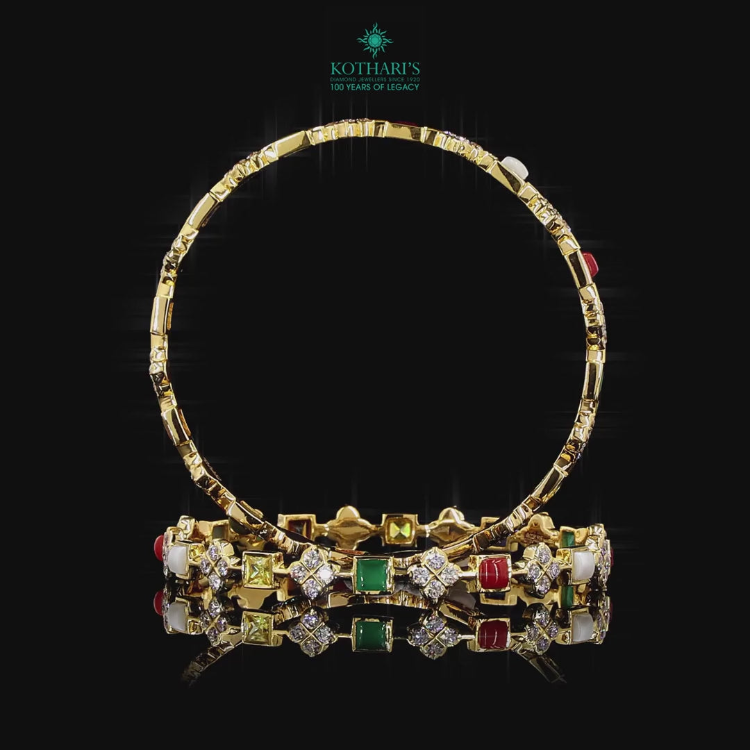 Navratna Stone Diamond Bangles