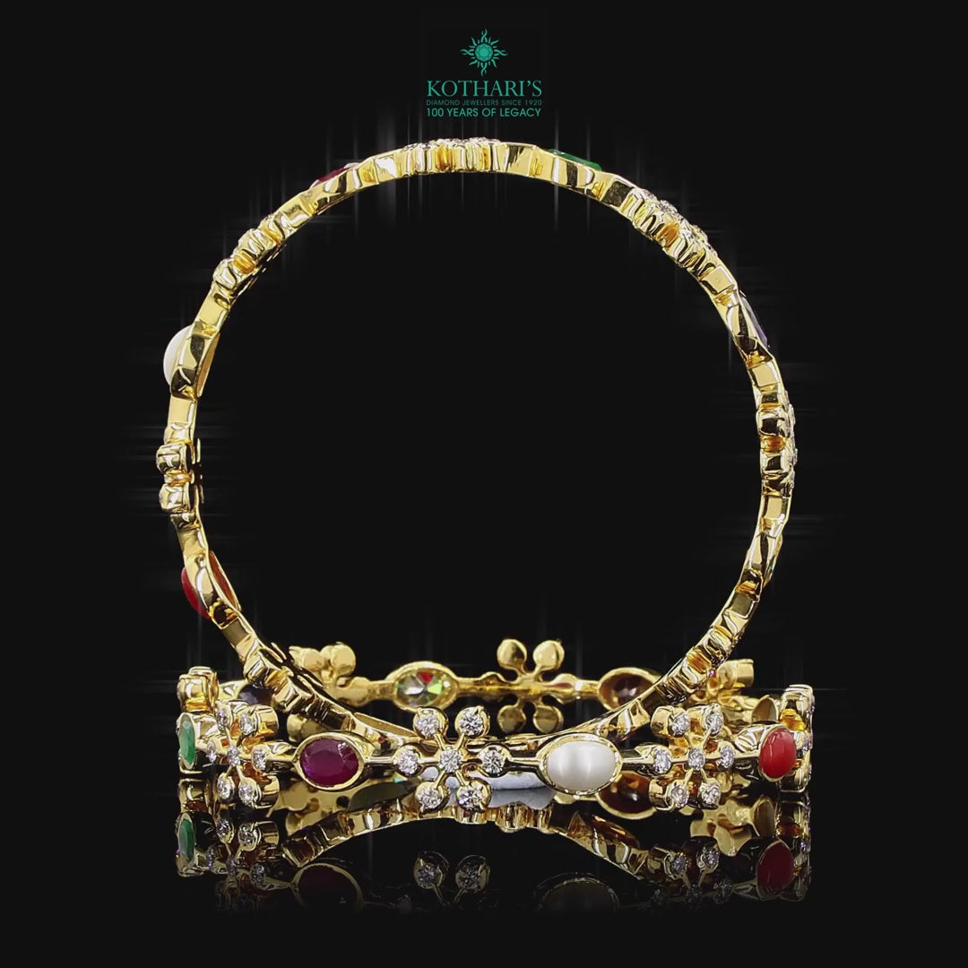 Navratna Stone Diamond Bangles