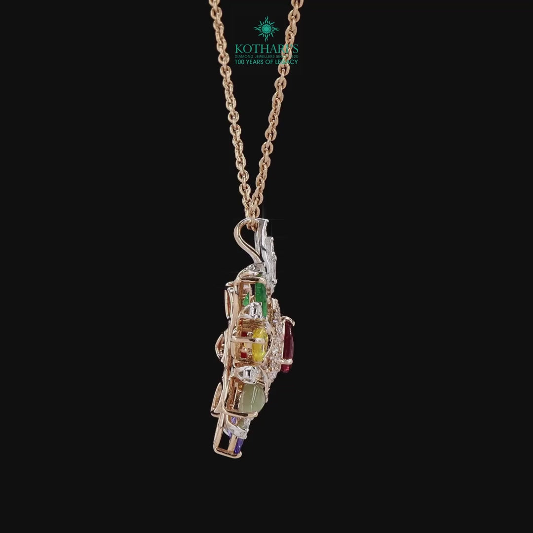 Navratna Stone Diamond Pendant